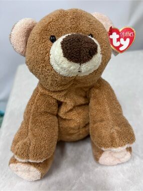 Vintage Ty Pluffies Slumbers  2002 Brown Teddy Bear Plush Soft Brown Cuddly Toy